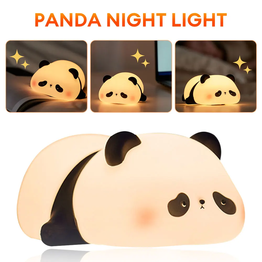 Panda Night Lights Food Grade Silicone Dimmable Atmosphere Light Bedroom Children\'s Room Night Light Decoration Children\'s Gift