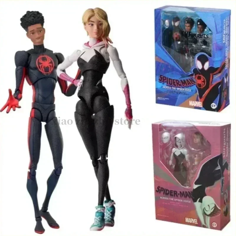 Marvel S.H.Figuarts Spider-Man Miles Morales Gwen Stacy Action Figures Spider-Man Across The Spider-Verse Figures Toys