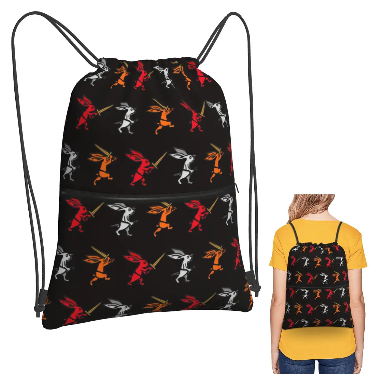 

Rabbit Trio Kingdom Come Deliverance Ii Backpacks Casual Drawstring Bags Sports Bag Book Bags for Travel School