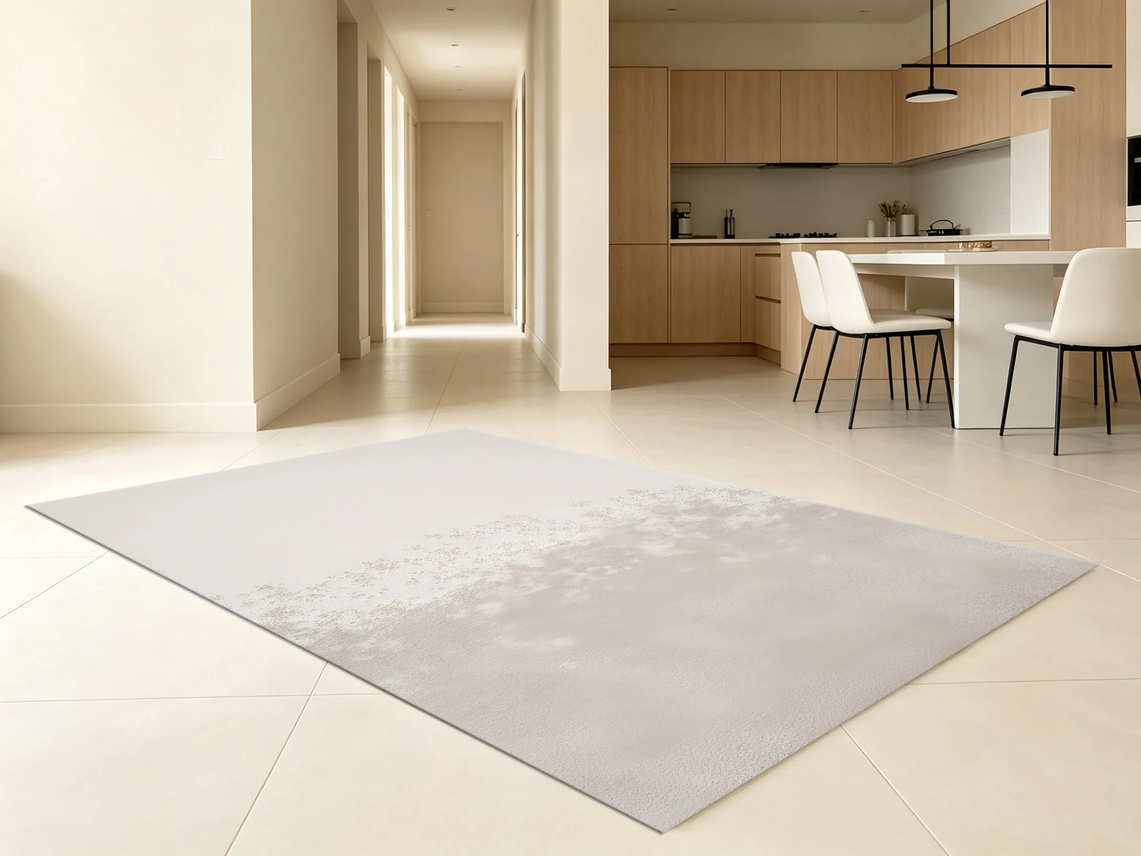 Velvet Rug Creamy White Gradient Flowing Sand Pattern for Living Room Bedroom Bedside Home Decor
