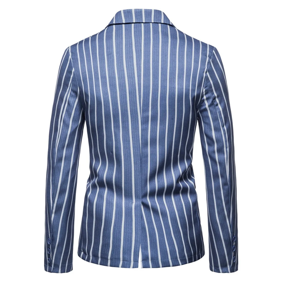 Men New Casual Large Size Suit Jacket Blue and White Stripes with Two Buttons Mens Formal Jacket Blazer Men Size M-5XL