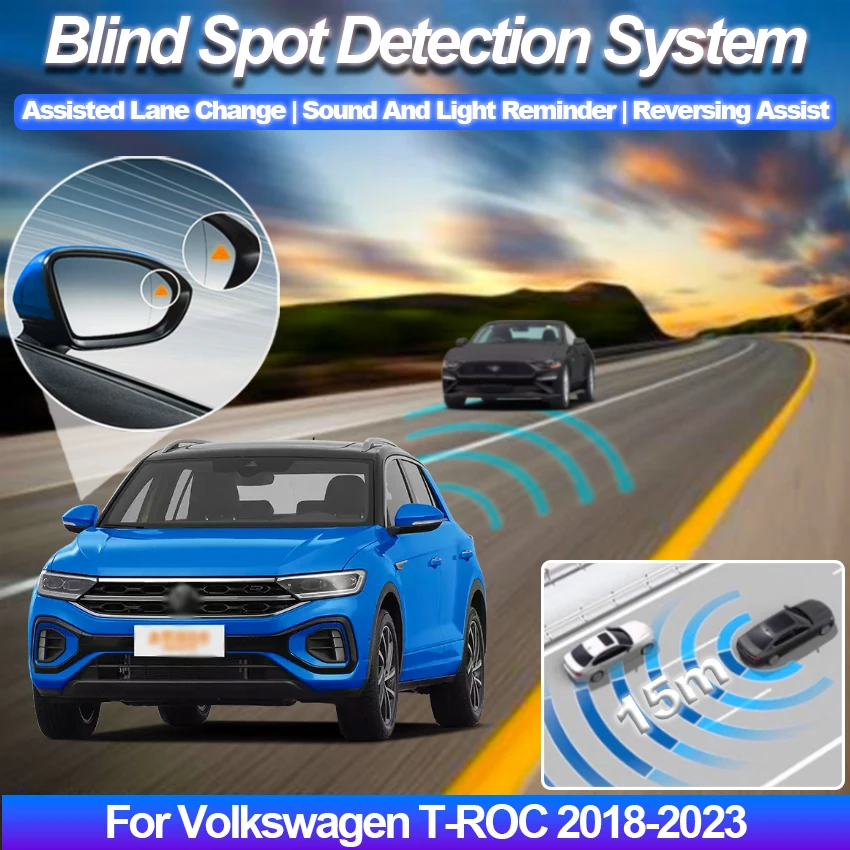 Car Blind Spot Detection System BSD BSA BSM Radar Detector For Car Rear Mirror Monitoring For Volkswagen T-ROC 2018-2025
