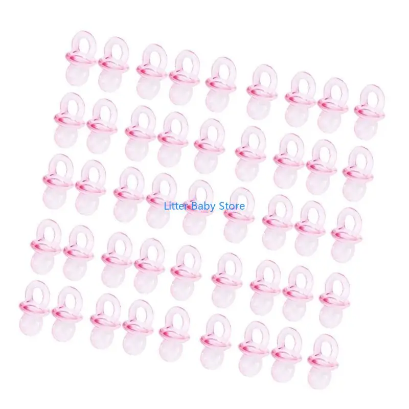 

N80C 50pcs/set Blue/Pink Acrylic Pacifiers for Baby Shower Decoration DIY Boy/Girl Gender Reveal Party Table Decorations
