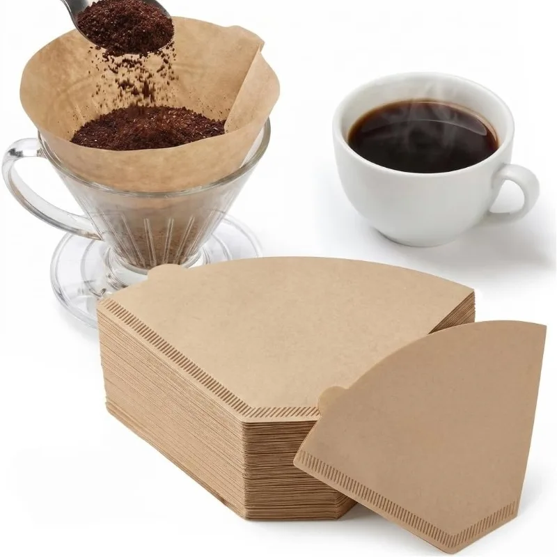 Cone Coffee Filters,100/200 Count 1-4 Cups Unbleached Natural Disposable Coffee Filter Paper for Pour Over and Drip Coffee Maker