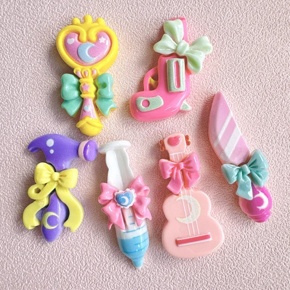 5pcs cute miniso series Magic wand cartoon resin flatback cabochons diy crafts materials jewelry making charms