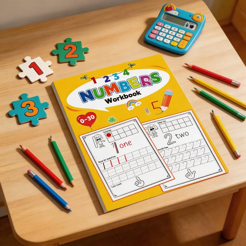 32 Pages, Children's Digital Writing Exercise Book Improving Writing Ability Numerical Cognition 0-30 Fun Coloring Exercise Book