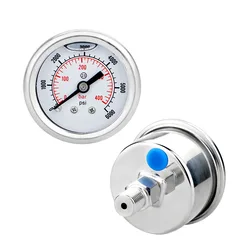 MAIRUIKESI 40mm coffee stainless steel pressure gauges back connection -1-0-400bar water gas air oil hrydrualic manemoter