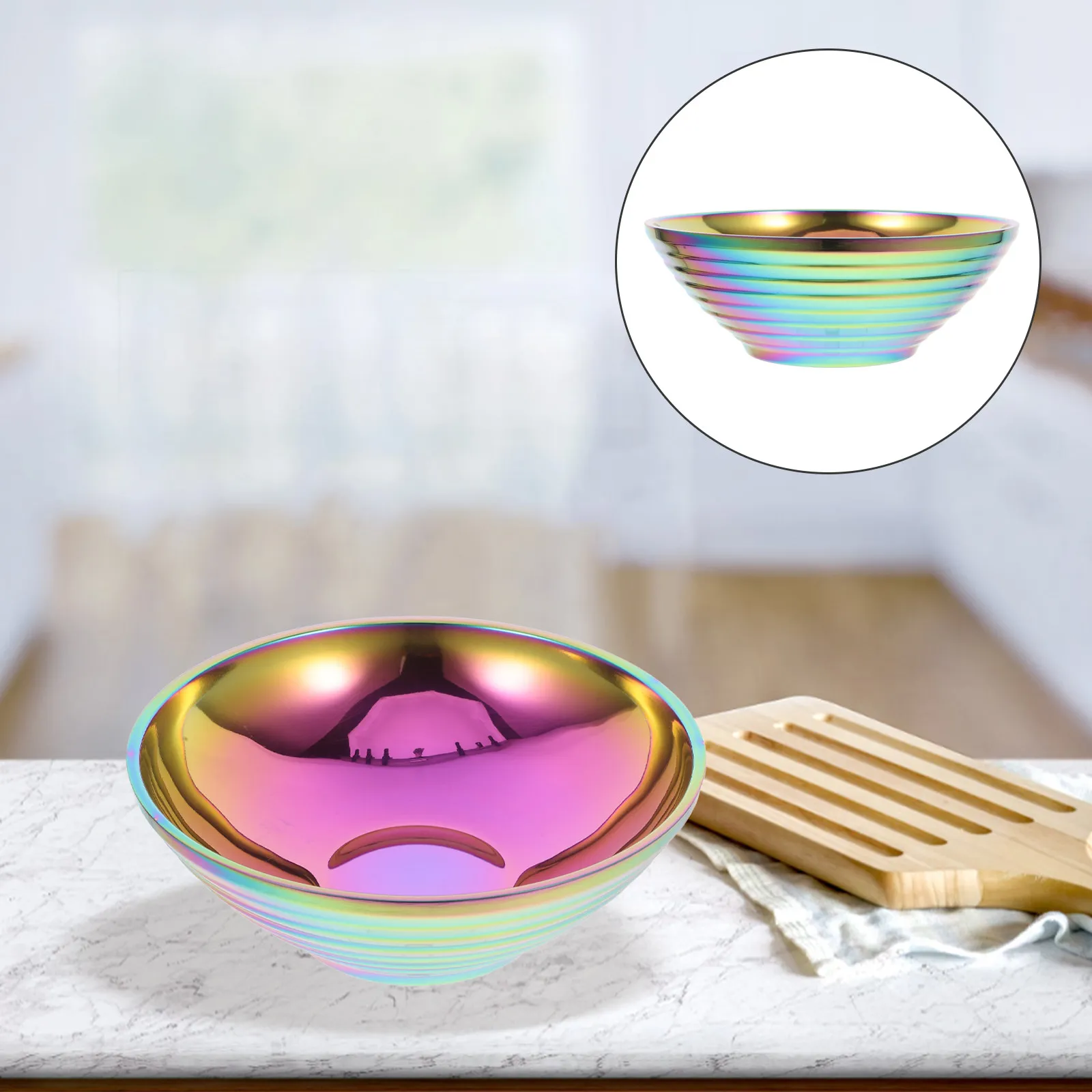 Tazón de Acero Inoxidable 304, Tamaño Grande, Diseño Creativo y Bonito, para Uso Doméstico, para Sopa de Ramen, Arroz, Desayuno, Cocina