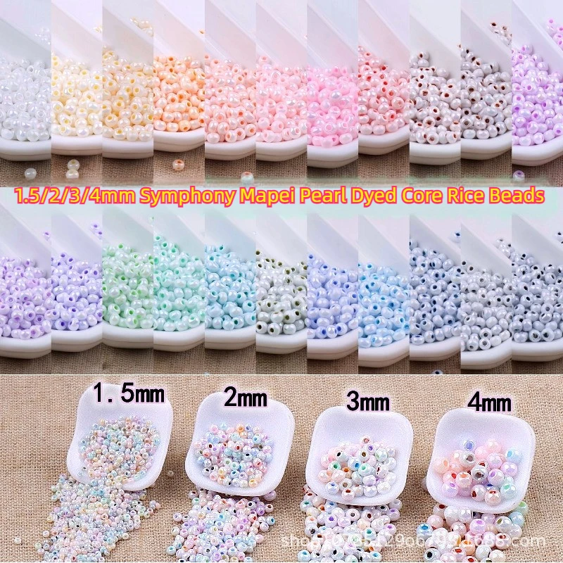 Cuentas de Vidrio Perladas de 1.5/2/3/4mm, Color Symphony Mapei, para Manualidades, Bisutería y Tejido