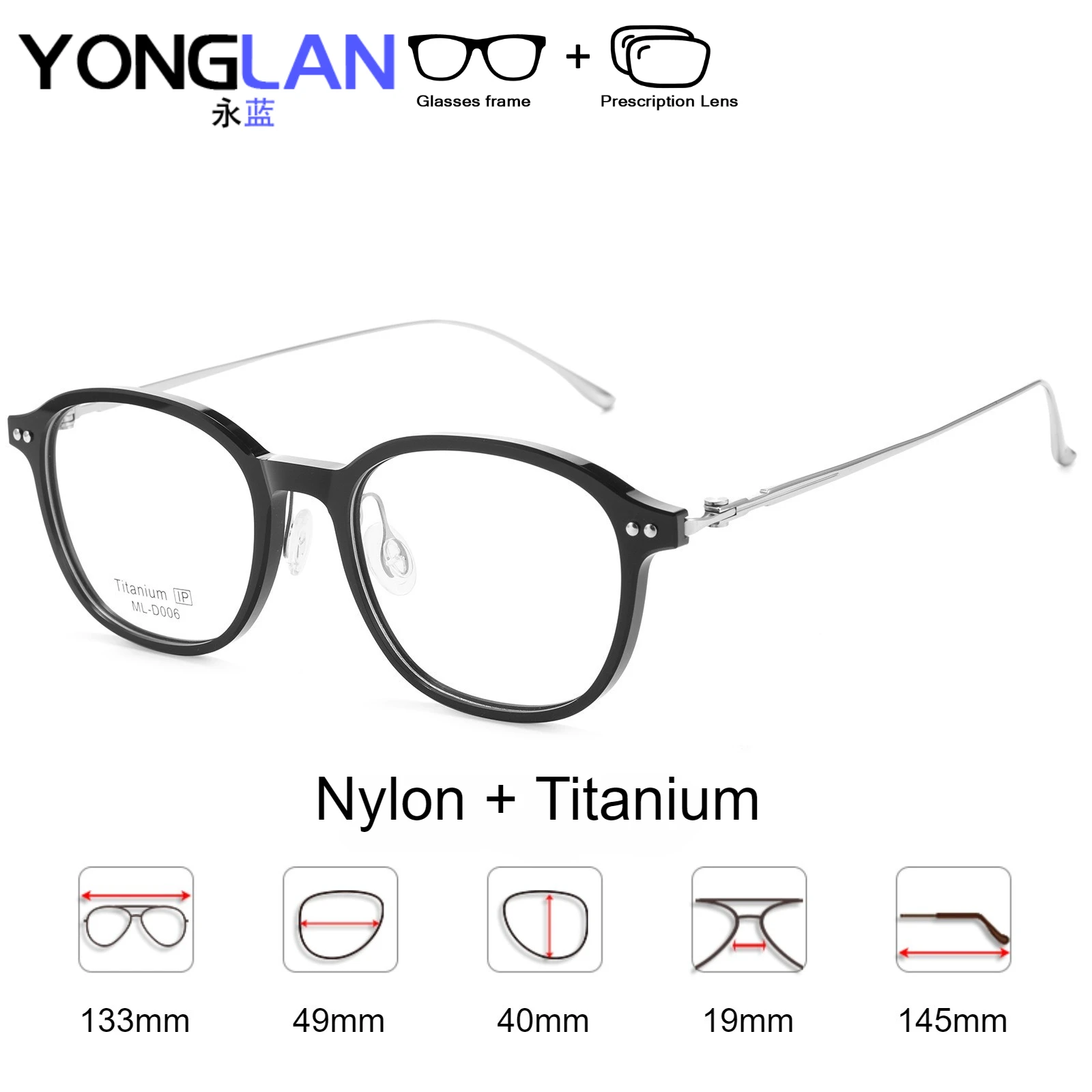 Fashion Round Optical Prescription Glasses Custom Reading Myopia Multifocal Eyewear For Men and Women Nylon-Titanium Eyeglasses