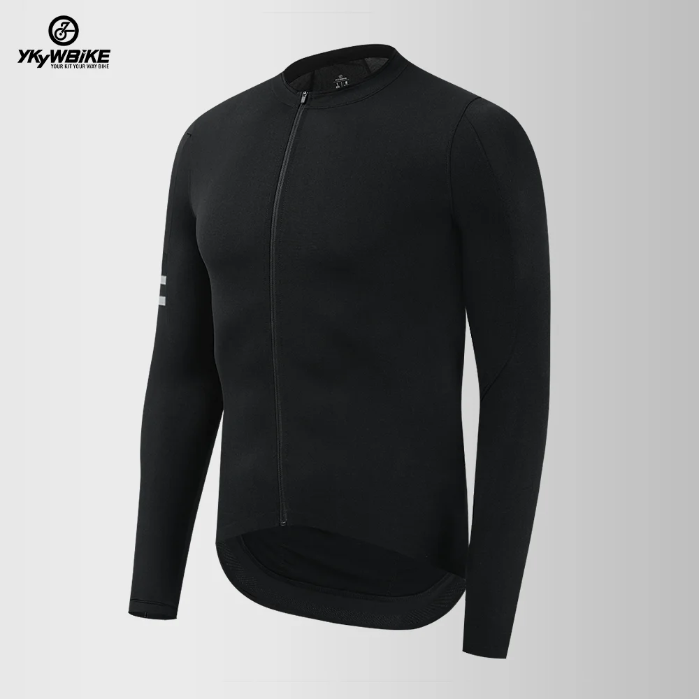 YKYW Men's PRO Cotton Long Sleeved Cycling  Jersey Top Quality MTB Bike Team Sport Shirts Outdoor Bicycle Clothing Black Coat