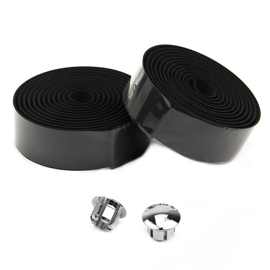 Road Bike Bicycle Cork Handlebar Bar Grip Wrap Tape + 2 Bar Plugs-Black