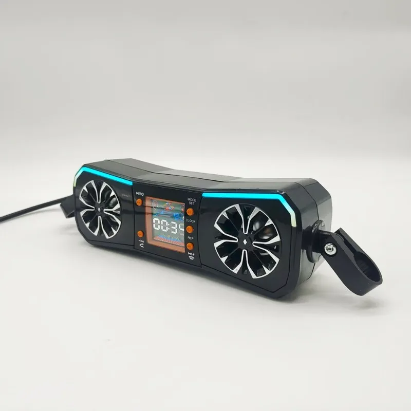 Qua ل 1 قطعة 12 فولت المتكلم نظام الصوت ستيريو لاسلكي للدراجات النارية المقود جبل مشغل MP3 AUX-في USB راديو FM وظيفة