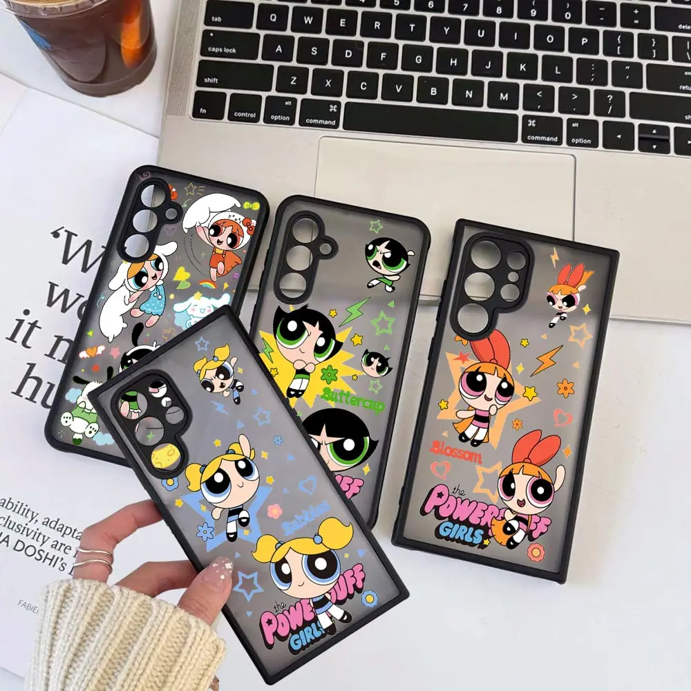 

Cartoon The P-Powerpuff Girls Phone Case For Redmi Note 14 13 12 12s 11 10 9 9t Pro Plus 5G Copue Black Transparent Mtte Cover