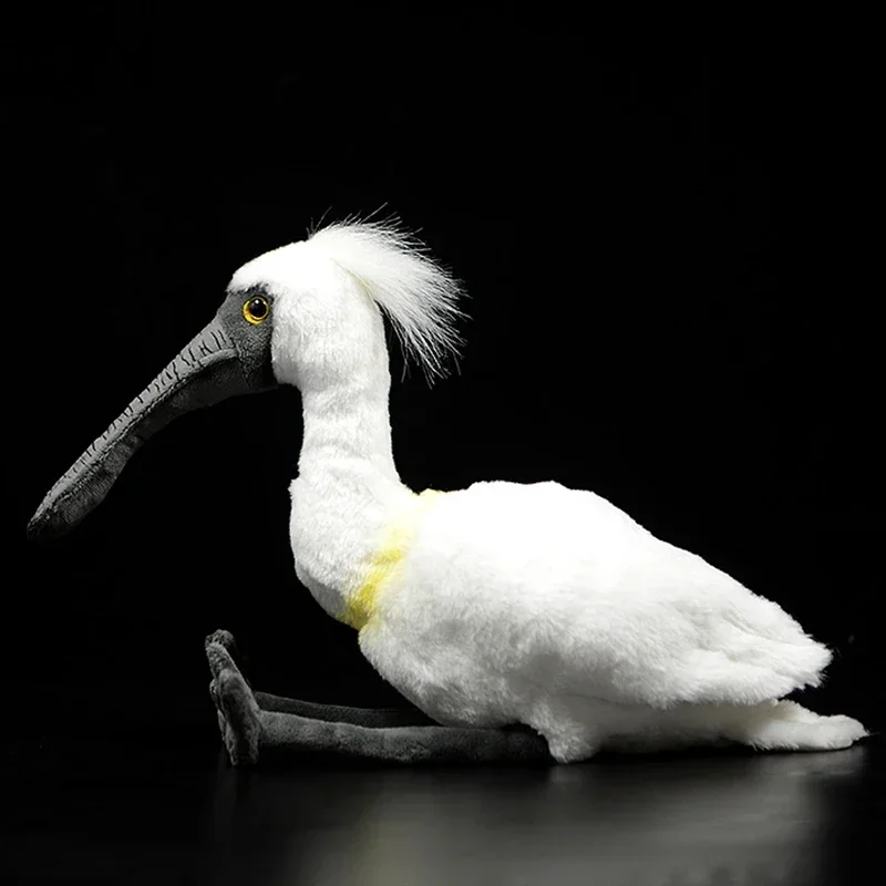 30cm Super Cute Spoonbill Plush Toy Simulation Black-Faced Spoonbill Platalea Leucorodia Real Life Doll Animal Model Kids Gift