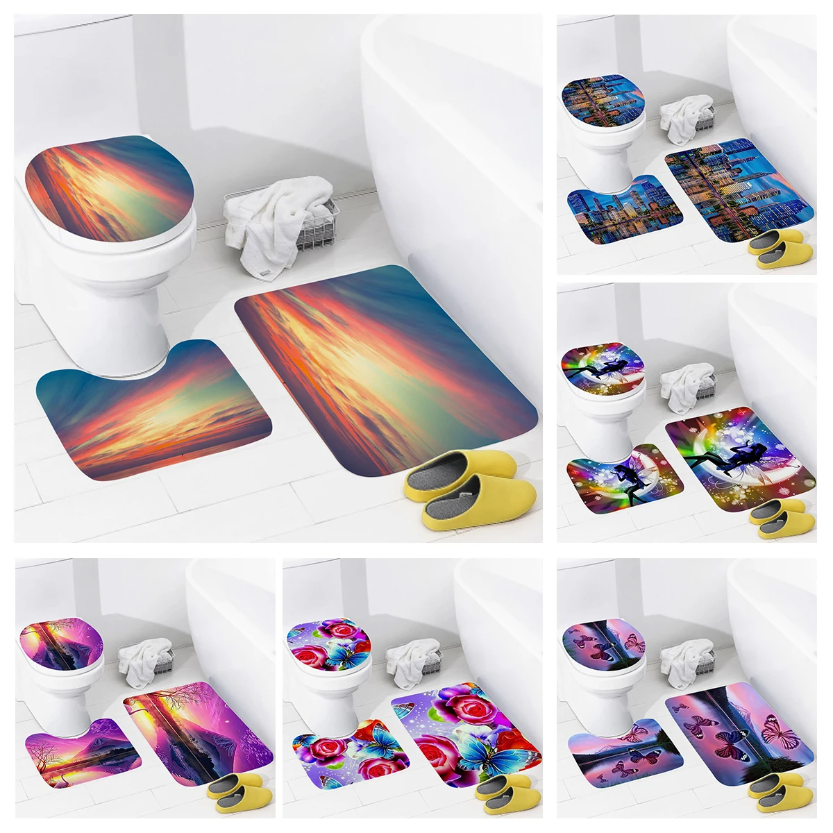 home bathroom floor mats Oil painting style Bath Foot mat modern bathroom accessories rug Toilet mat Bathtub anti-slip carpet