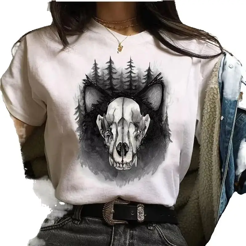 

Halloween Cat Black Cat Trend Simple T-shirt Casual Retro Short-sleeved Women's T-shirt Tops Graphic Summer polyester fabric