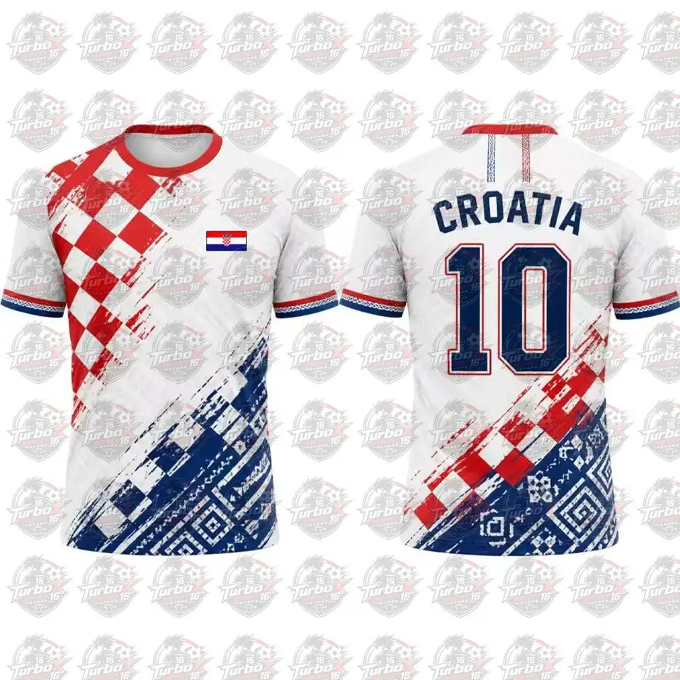 2026 New Croatia Flag Printed T-shirt Outdoor Sports Breathable Quick-Drying Jersey Men's Women's Casual Football Training Tee - view 3