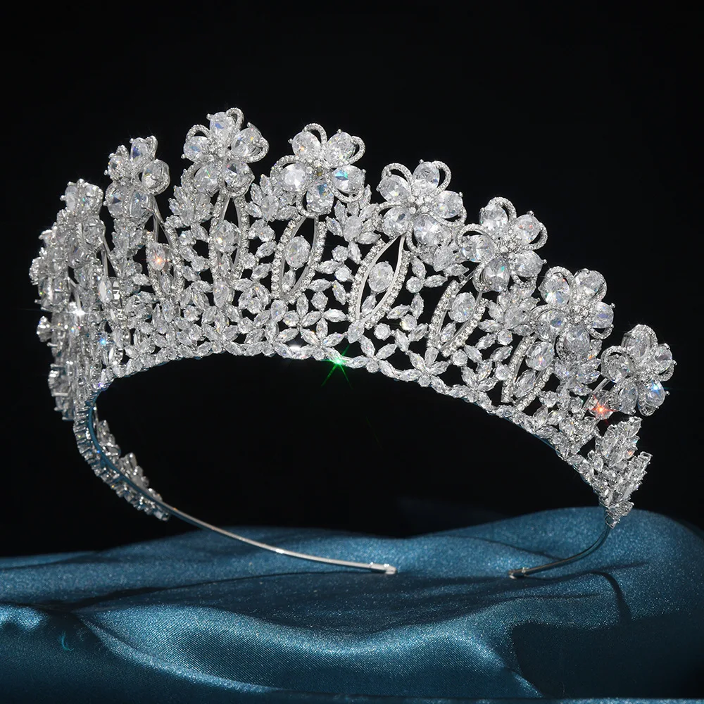 Creative New Bridal Flower Crown Full Cubic Zircon Hair Accessories Wedding Dress Crown 26873