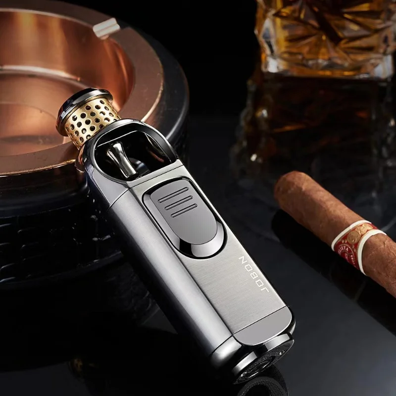 2026 Strong Single Blue Flame Lighter Metal Body Adjustable Flame Outdoor Ignition Tool Cigars Cigarettes and Smoking Accesso