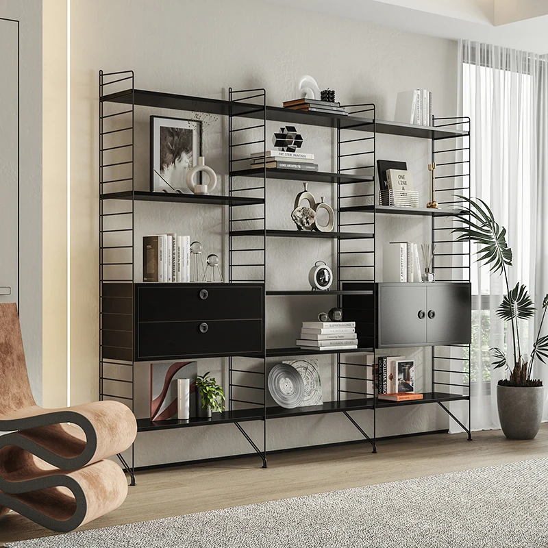Nordic string shelf wall adjustable layered baffle multifunctional bookshelf display shelf floor storage rack
