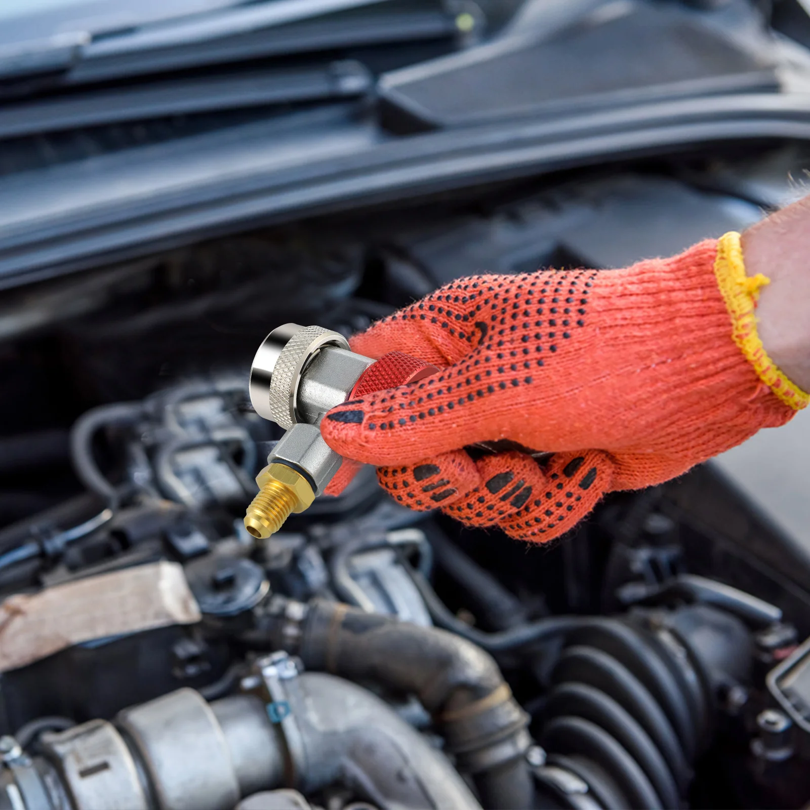 Kit Konektor Alat AC R134A Quick Coupler Adapter Untuk HVAC High Low 1/4 inci Sae Aluminium Bronze Dapat Dilepas