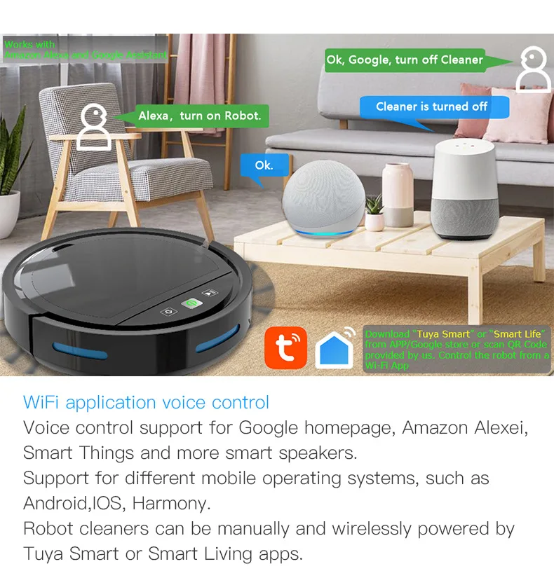 مكنسة كهربائية روبوتية ذكية مع شفط 2500 باسكال، تحكم WiFi/APP، شحن تلقائي، مكنسة كهربائية/ممسحة/مكنسة لشعر الحيوانات الأليفة والسجاد