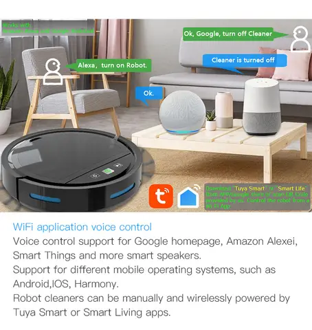 Smart robotdammsugare med 2500Pa sugkraft, WiFi/APP-styrning, automatisk laddning, sopning/moppning/dammsugning för djurhår och mattor 9 best sales smarta apparater - №5