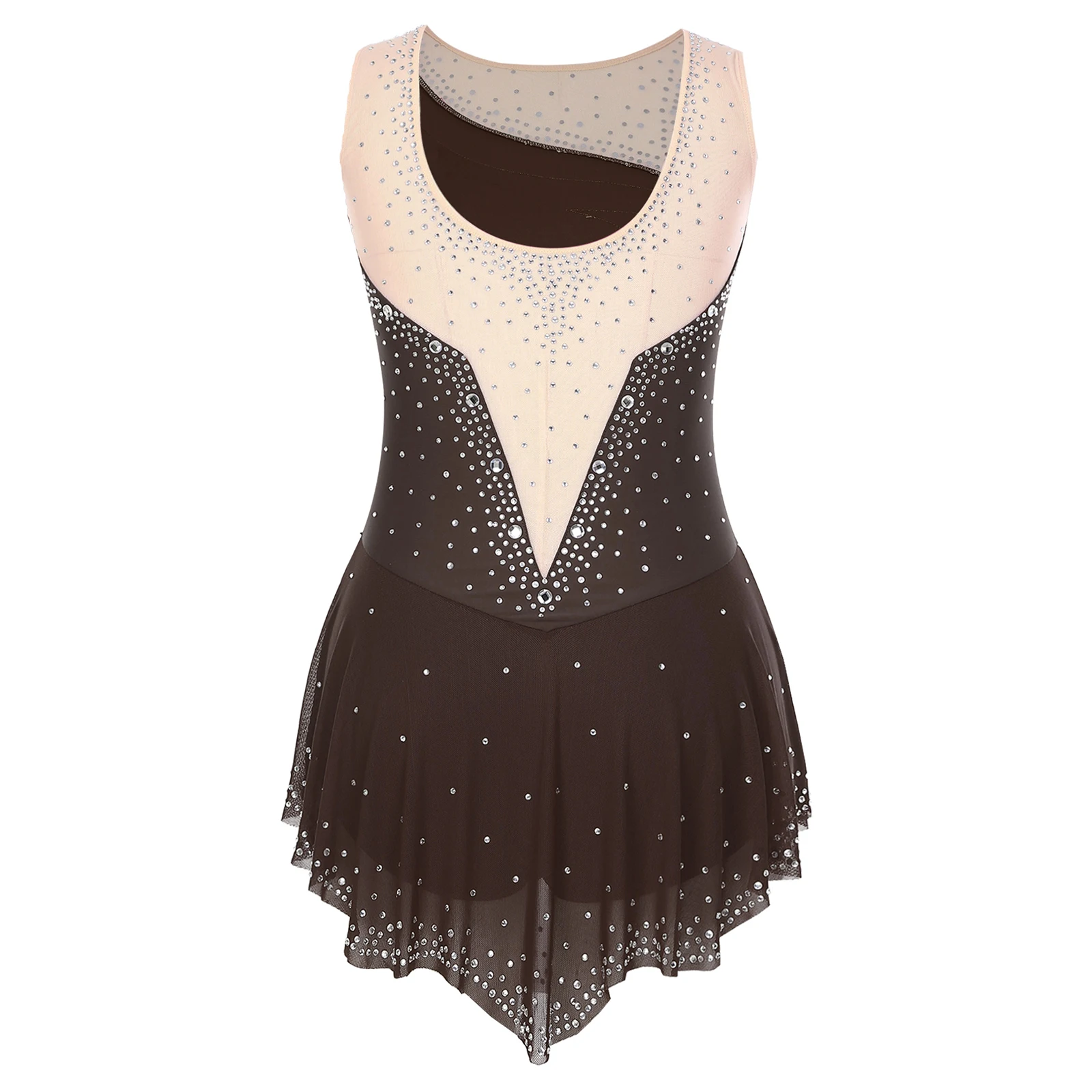 Vrouwen Ballet Jurk Mouwloos Moderne Lyrische Dans Kostuum Strass Gymnastiek Kunstschaatsen Turnpakje Prestaties Danskleding