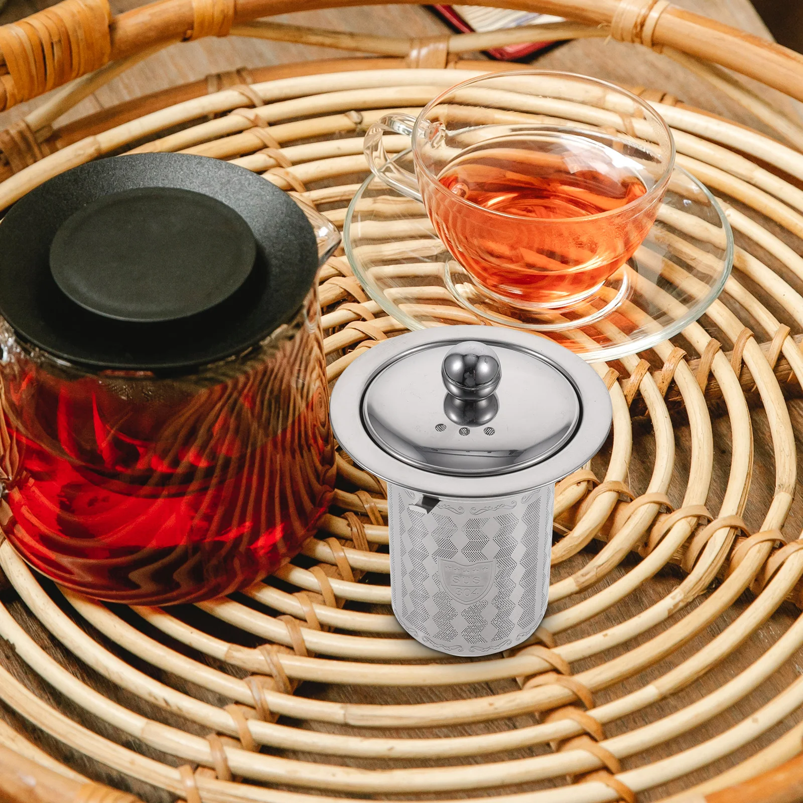 

2pcs Stainless Steel Strainer Lid Fine Mesh Filter for Loose Leaf Tea Replacement Infuser Brew Teapot Heat Resistant