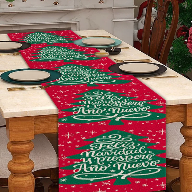 جديد عيد الميلاد الجدول العلم الكتان سانتا الإبداعية الكرتون طاولة القهوة مفرش المائدة الزخرفية مفرش طاولة الجدول العلم