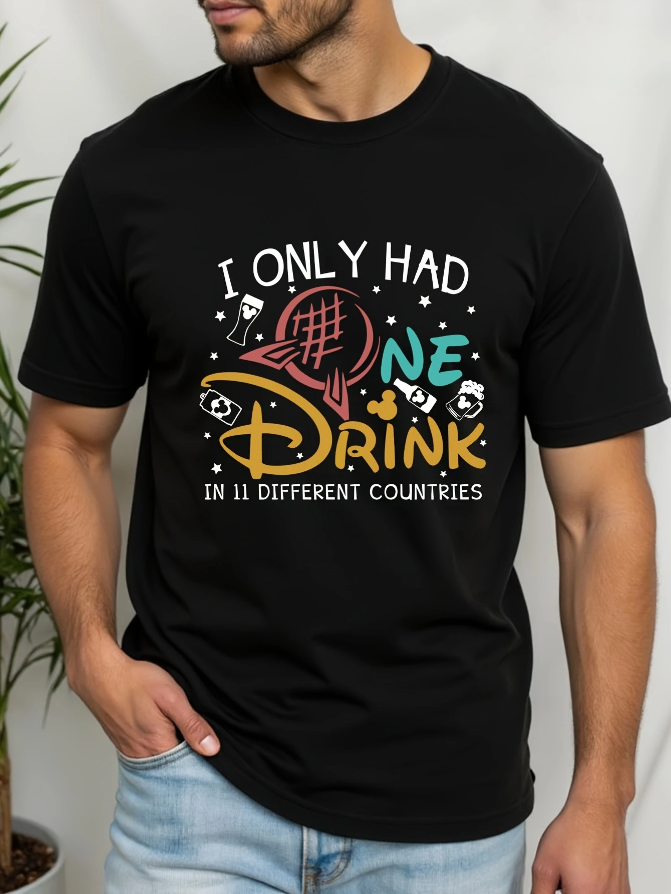 

Funny Magical Drinking Epcot Party World Tour T-Shirt 100% Cotton O-Neck Short Sleeve Summer Casual Mens T-shirt Streetwear