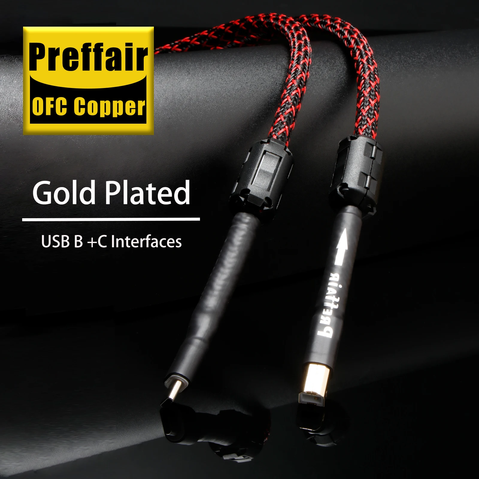 Preffair HIFI USB-C Cable Type C to B/A Handcrafted Audio Data Cable for USB DAC Mobile Cell Phone Tablet