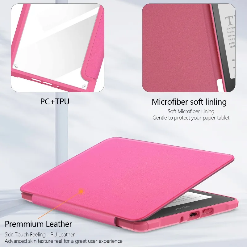 TPU Case for Kindle Paperwhite 12th Gen 2024 7 Inch Transparent Cover Black Deep Rose Red Dark Green