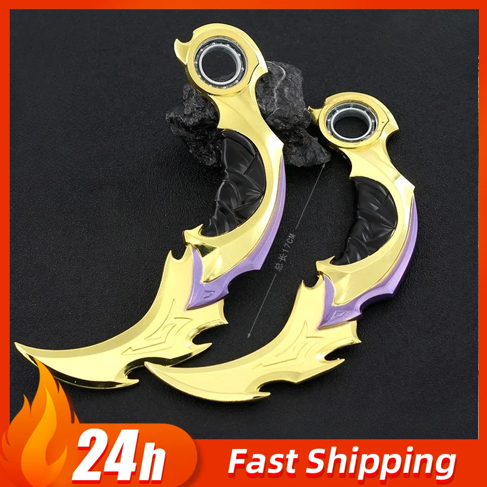 17 cm 6,7 pollici Valorant Reaver Karambit Girevole Melee Arma Modello in metallo Replica Gioco Spada Reale Coltello da addestramento Giocattolo di sicurezza Regali