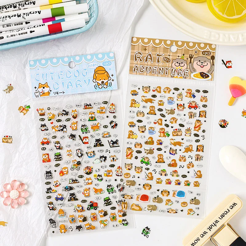 10 Styles DIY Journal Stickers Cute Nature Friends Cartoon Decals Scrapbooking Adhesive Diary Stick Labels
