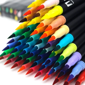 סט עטי מרקר אמנותיים דו צדדיים ב-12/24/36/48 צבעים עם מברשת וקצה דק לציור באקוורל וציור במנגה