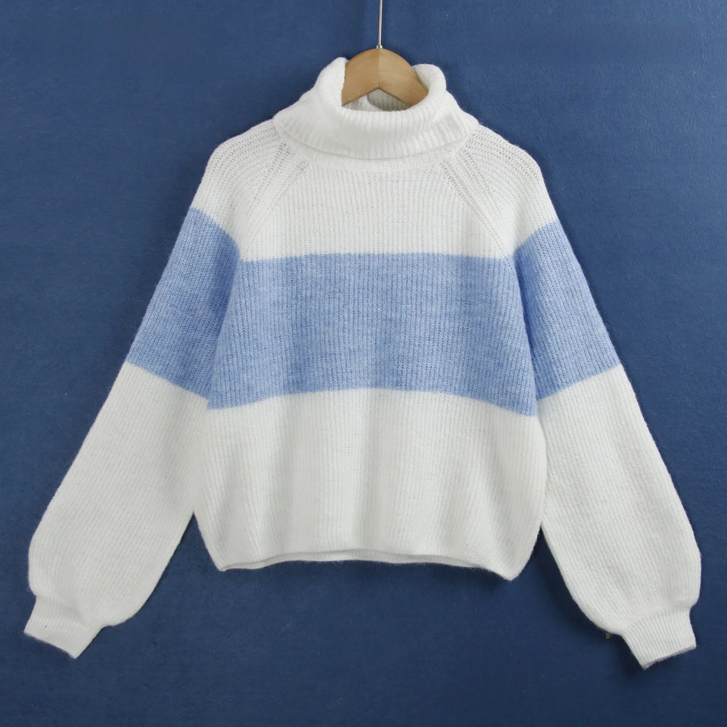 

Color Blo Knitted Sweater High Waist Long Sve Women's Casual Sle Polyester Blend Fiber Spring Collection