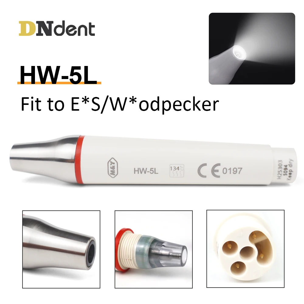 

Стоматологический ультразвуковой наконечник для скейлера с металлической головкой HW-5L со светодиодной подсветкой, подходит для насадок EMS, инструменты для чистки зубов