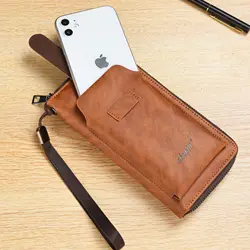 High Quality Men Wallet Long Style Credit Card Holder Male Phone Purse Zipper Large Capacity Brand PU Leather Clutch Bag For Men