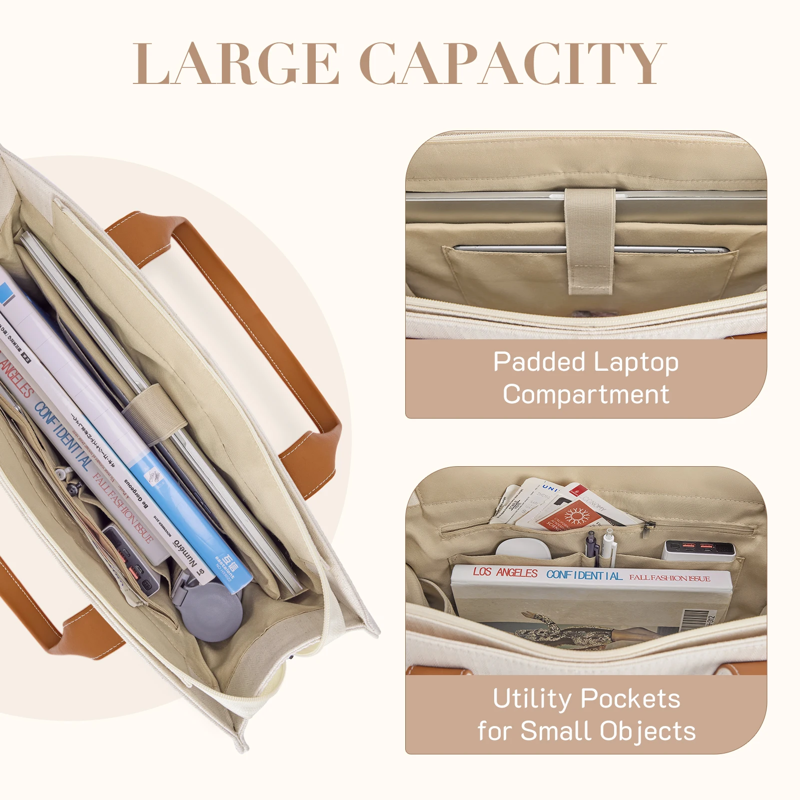 Imagem -02 - Missnine-maleta Feminina Bolsa para Laptop Grande Capacidade Bolsa de Ombro Bolsa para Computador Adequado para Viagens de Escritório Bolsa Lona 15 Polegada