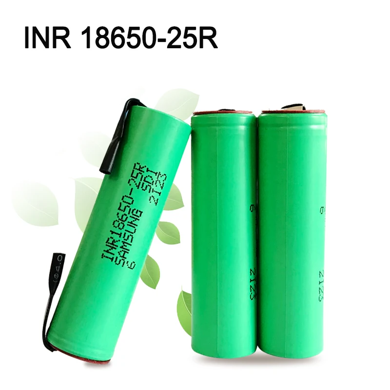 18650 3.7V 2500mAh Rechargeable Battery INR18650 25R High Current Power Battery Screwdriver Tool Soldered Nickel