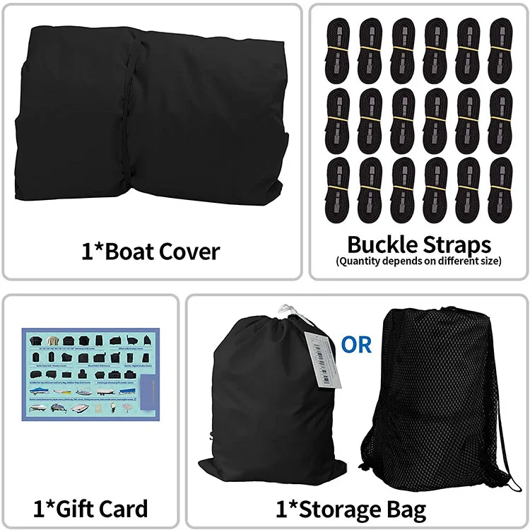 High Quality Lightweight Black Waterproof Boat Dust Covers UV Proof Customizable Size Universal Fit Marine Boat Covers