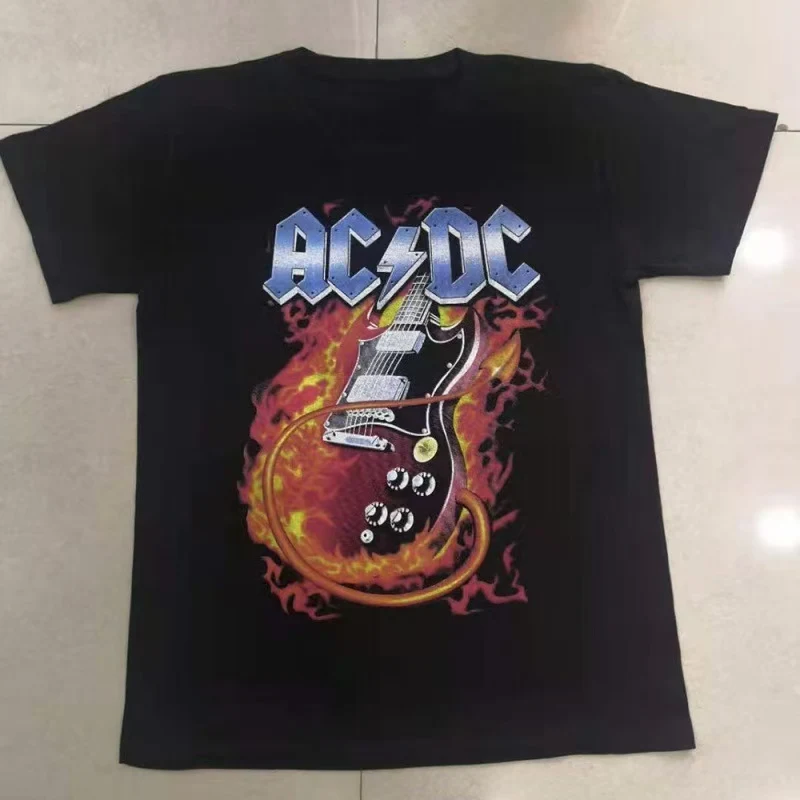 80s Classic AC Print T-shirt DC Men Women Kid Cotton Hip Hop Oversized Tshirt Short Sleeve T Shirt Vintage Top Tee for Fans Gift