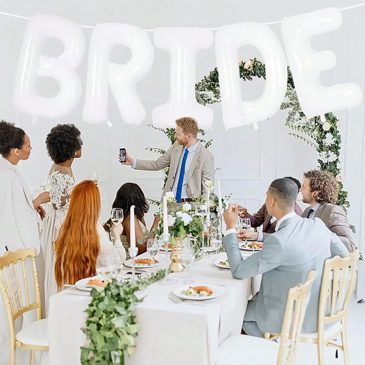 مجموعة بالونات حروف العروس البيضاء مكونة من 25 قطعة، لحفلات الزفاف وحفلات العزوبية ومستلزمات خلفية زينة الخطوبة والزفاف