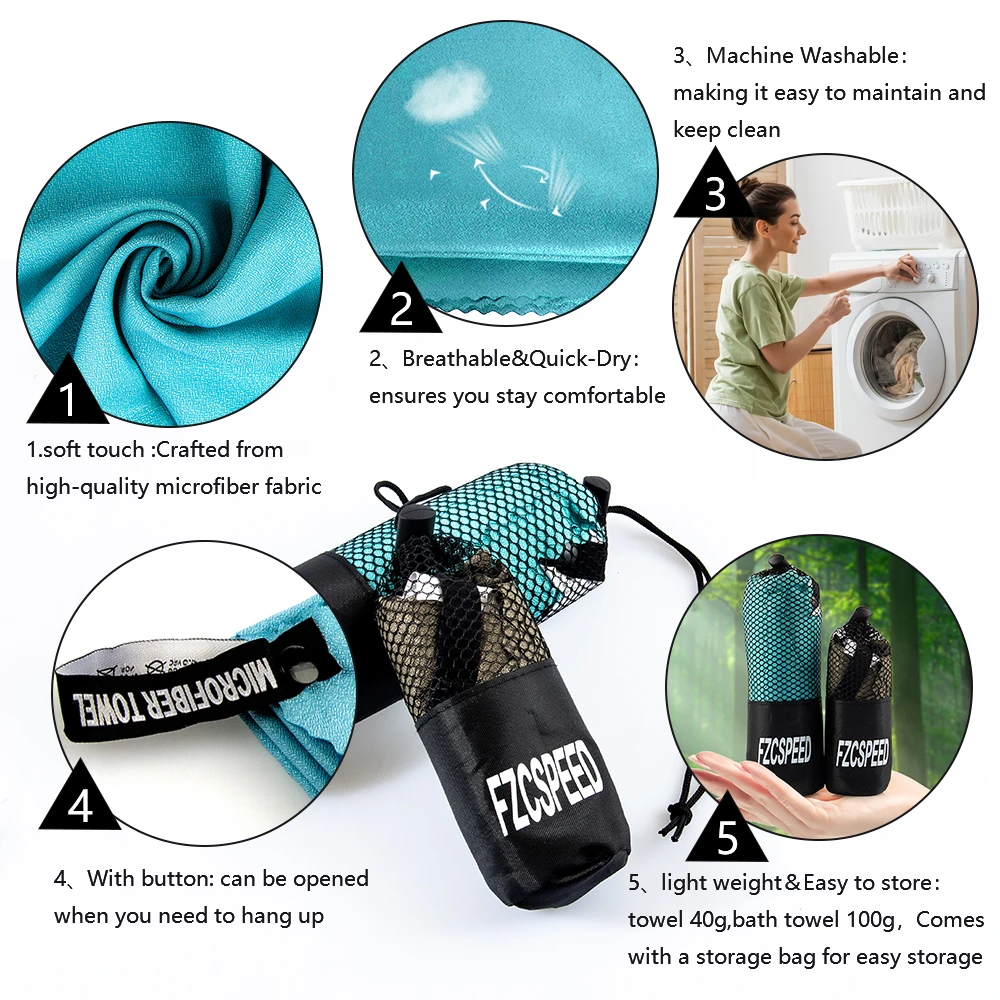 Schnell Trocknendes Saugfähiges Badetuch für Backpacking, Wandern, Schwimmen, Camping, Mikrofaser-Handtuch für Strand, Reisen, Fitness, Sport und Yoga – Detail 13