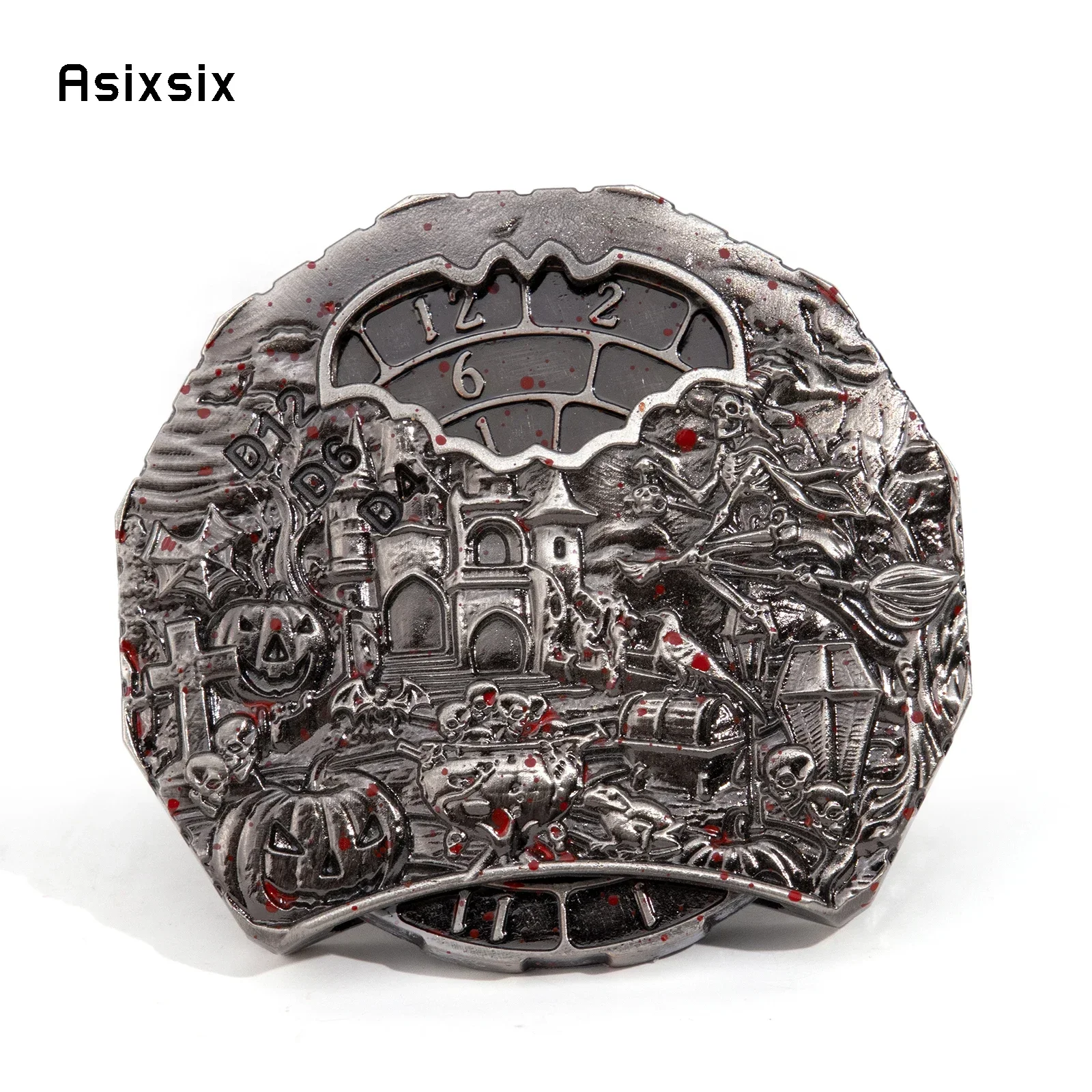 Metal Dice, Perfect For Tabletop Rpgs And Card Games Silver Red Skull Style A Spinning Wheel Toy With Dice For A Multiplayer Rot