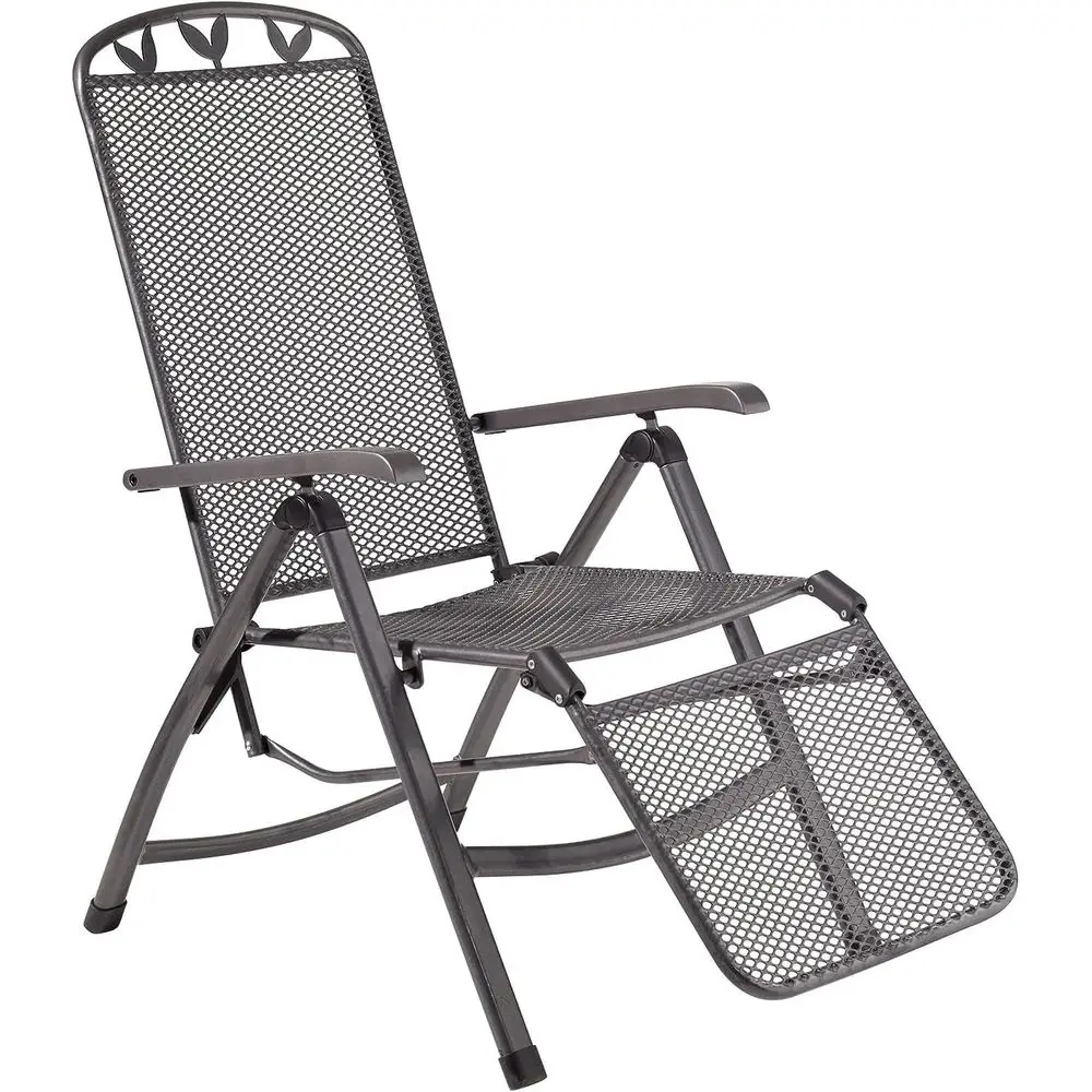 Toulouse Reclining Garden Chair, Plastic-coated Steel olding Chair with 5-level Adjustable High Backrest and ootrest or Gardens,