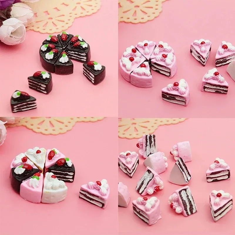 10Pcs New Resin Flatback Cabochons Flower Triangle Cake Mini Charms DIY Scrapbooking Handcraft Supplies