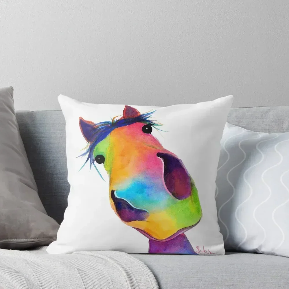 

HoRSe PRiNT, ANiMaL PRiNT ' HaPPY G&T ' BY SHiRLeY MacARTHuR Throw Pillow christmas cushions covers ornamental pillows pillow